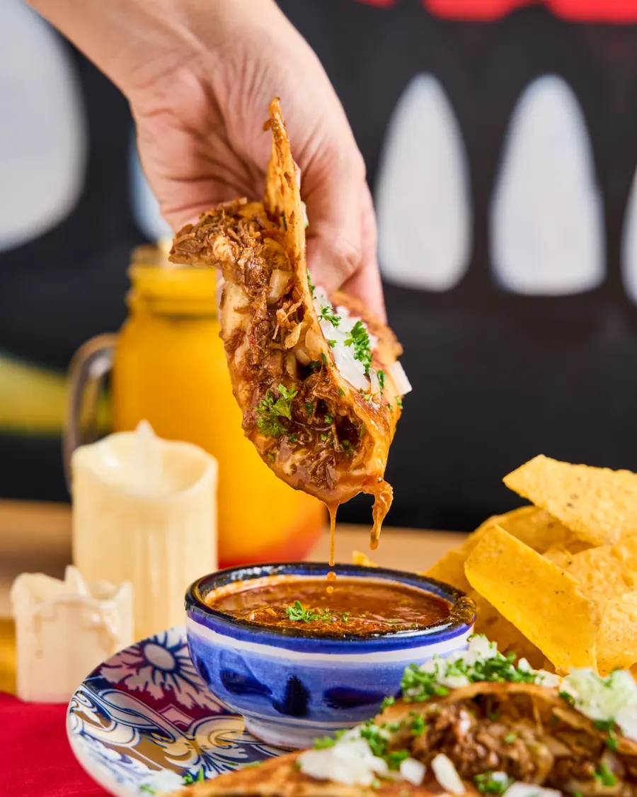 Quesabirria mojada en consomé de birria